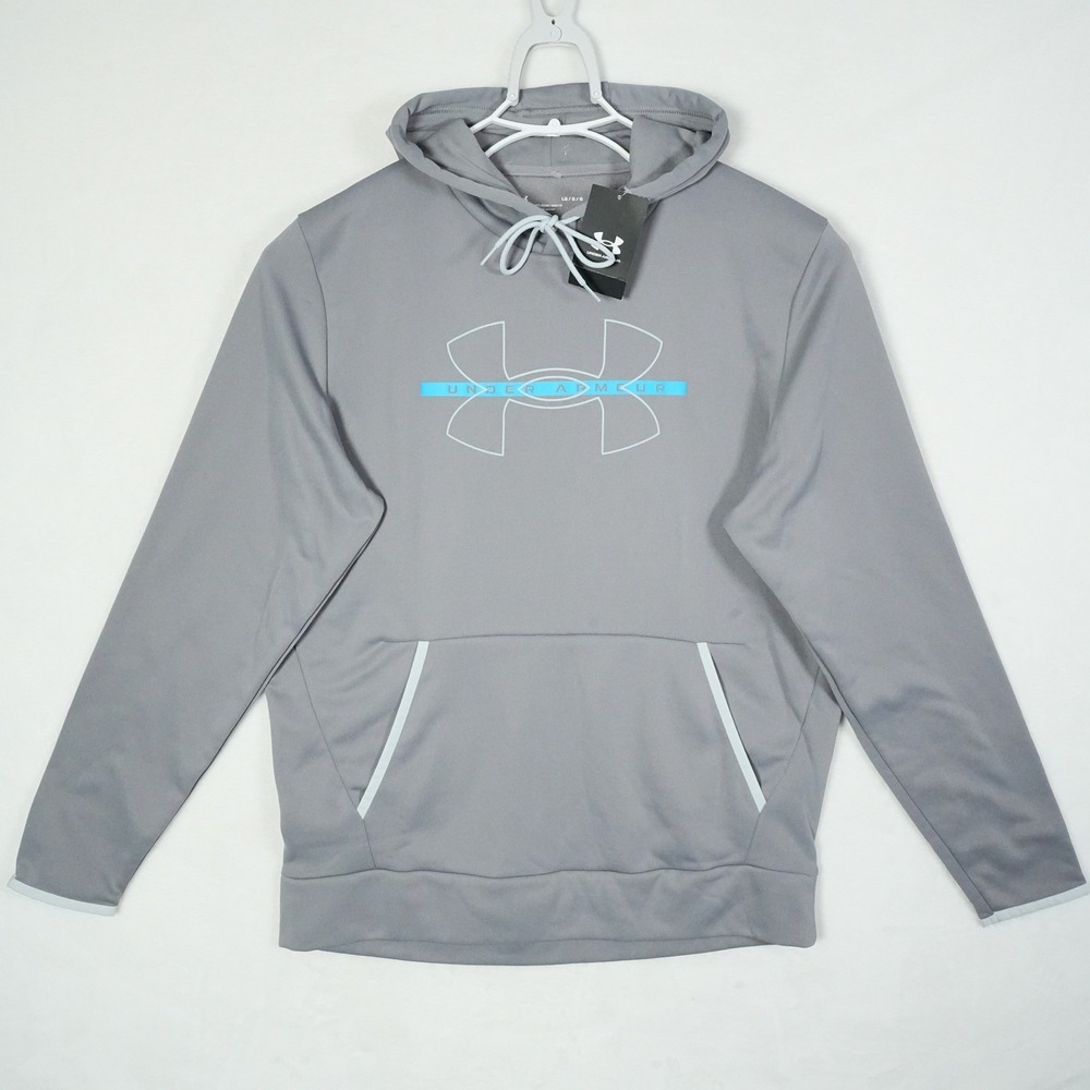 Under Armour Mens Loose‎ Hoodie Gray Logo Pullover Long Sleeve Size Large